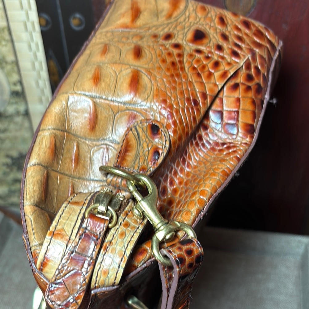 Brahmin Leather Satchel Pecan Melbourne Croc wStrap 11.75”Lx7.5”Hx4.5”W - Picture 8 of 17